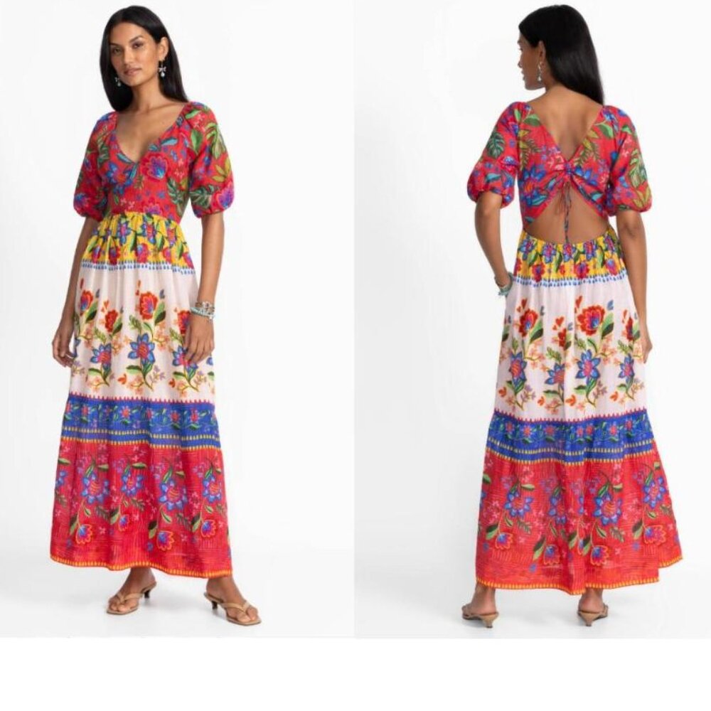 NWT Johnny Was OUT OF STOCK Floral Open-Back Maxi Dress - Size Small